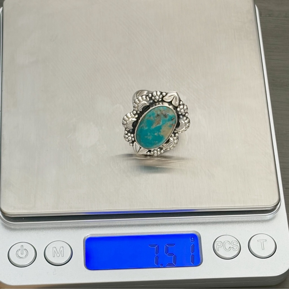 Royston Turquoise Navajo Style Ring Size 8 1/4 8.5 Pure Sterling Silver 925 New - Picture 13 of 13